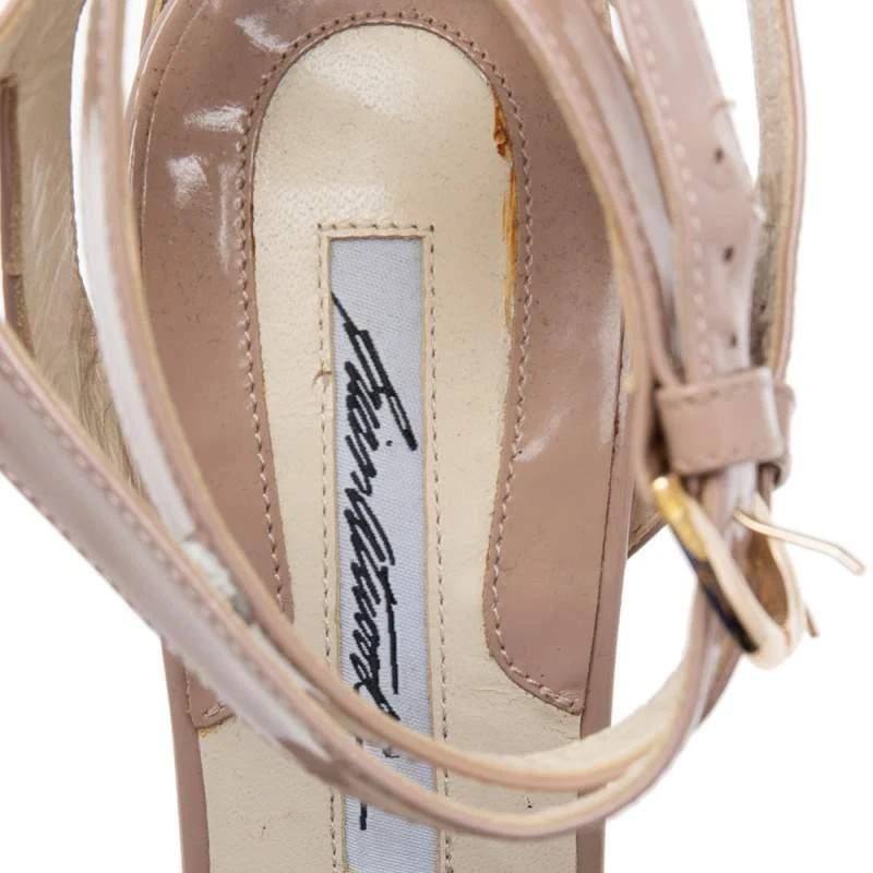 Brian Atwood Brian Atwood Beige Patent Leather Platform Ankle Strap Sandals Size 39.5 7