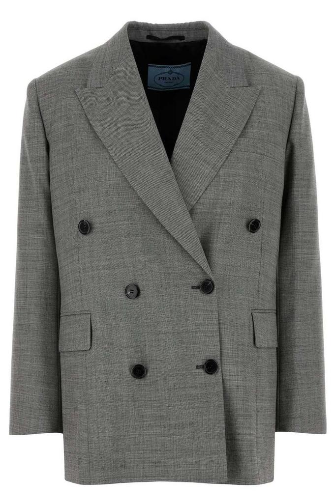 Prada Prada Single-Breasted Houndstooth Blazer - Jackets