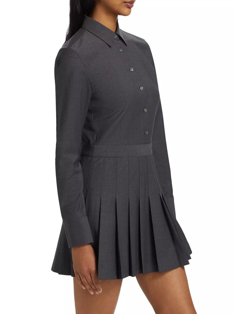 Theory Wool-Blend Pleated-Skirt Mini-Shirtdress 4