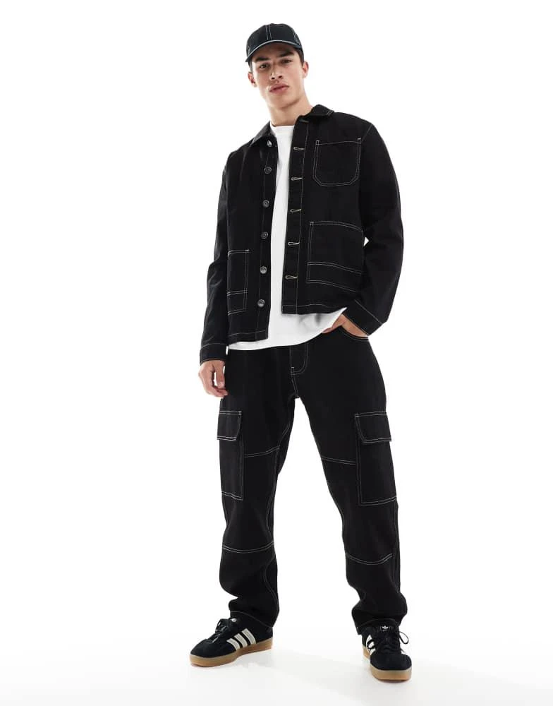 Brave Soul Brave Soul co-ord denim jacket with contrast stitching in black 4