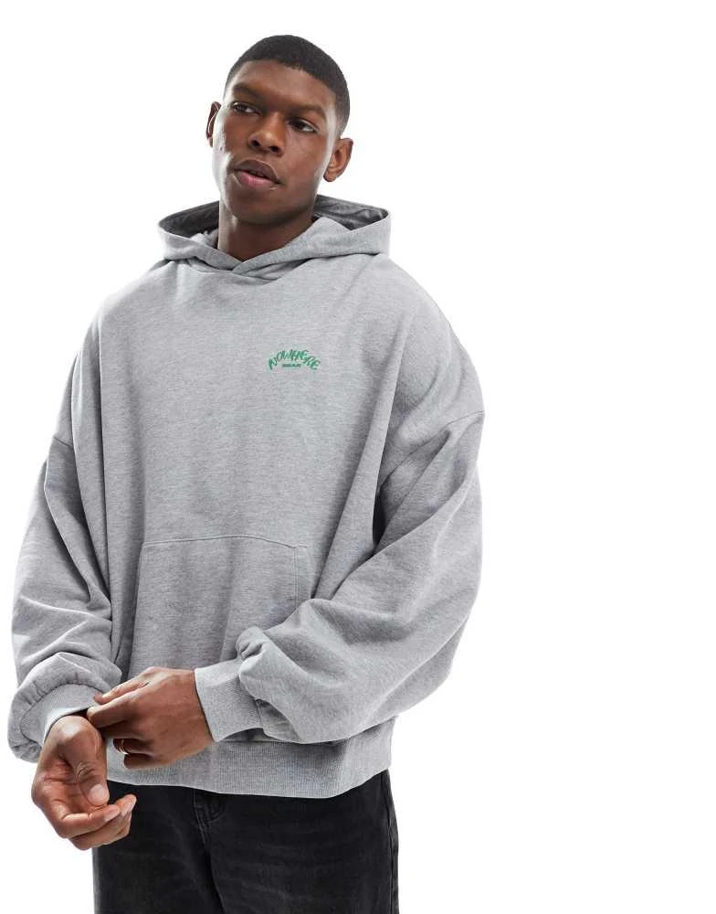 ASOS ASOS DESIGN oversized hoodie with bubble print in grey marl 2
