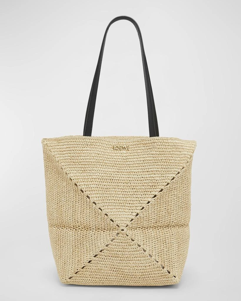 Loewe x Paula’s Ibiza Medium Puzzle Fold Tote Bag in Raffia with Leather Handles 1