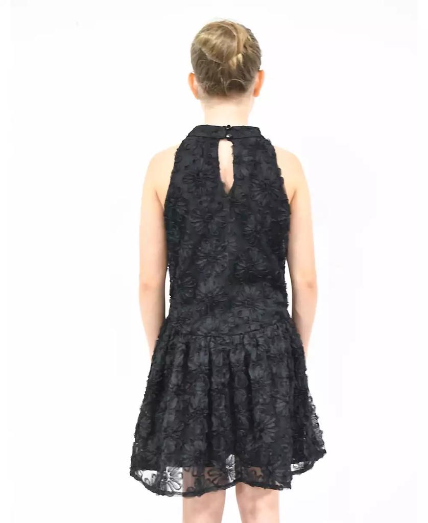 Pink & Violet Big Girls All Over Soutache Mesh U-Neck Dress