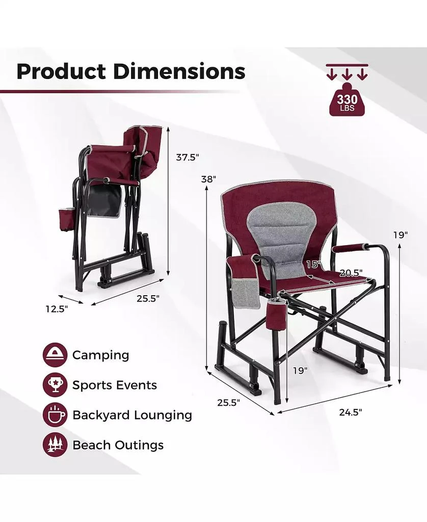 KUYOTQ Outdoor Rocker Camping Chair with Dual Springs and Padded Back 3