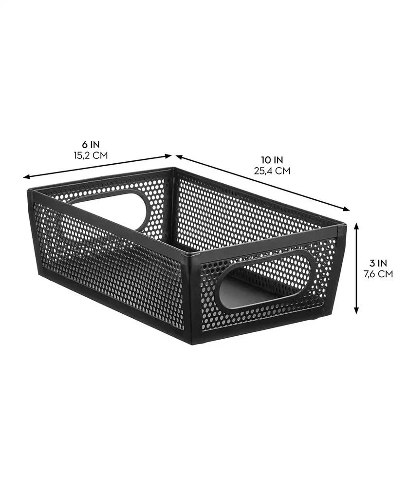 mDesign Perforated Metal Storage Bin with Handles - Set of 2 - Matte Black 3