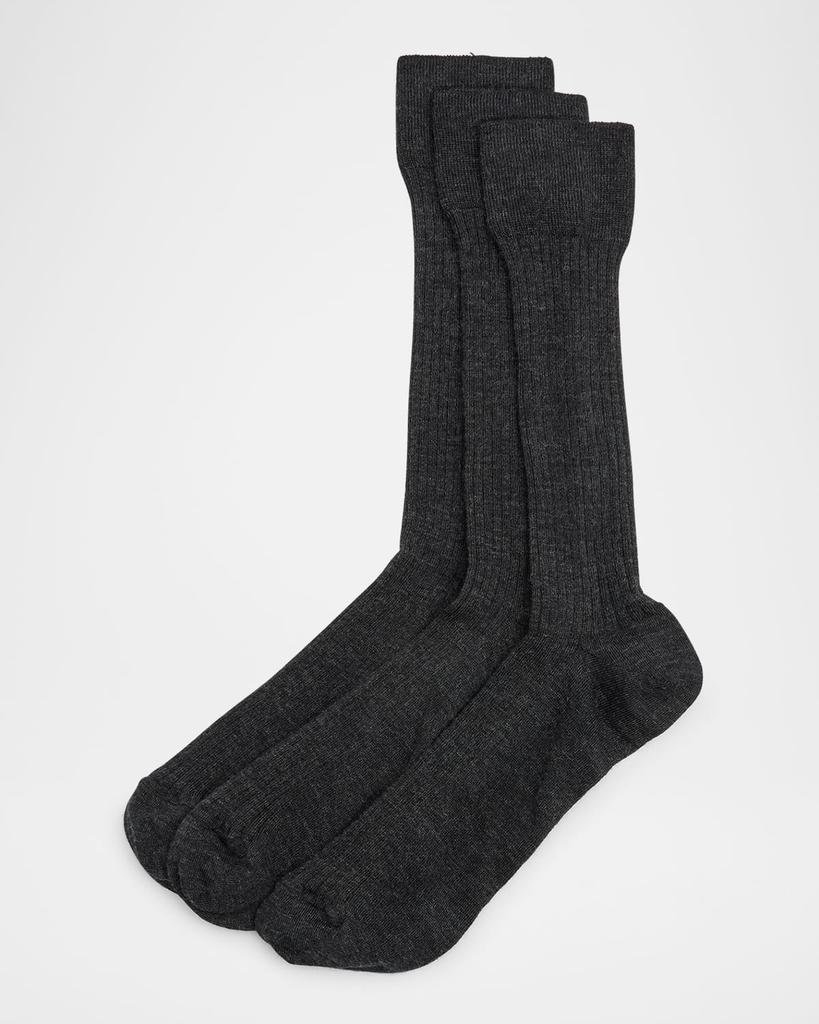 Neiman Marcus Men's 3-Pack Ribbed Wool Over-Calf Socks