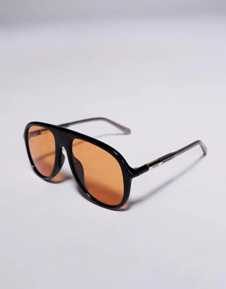 quay australia chart topper black oversized aviator shield sunglasses eyewear CHART TOPPER – QUAY main image 3