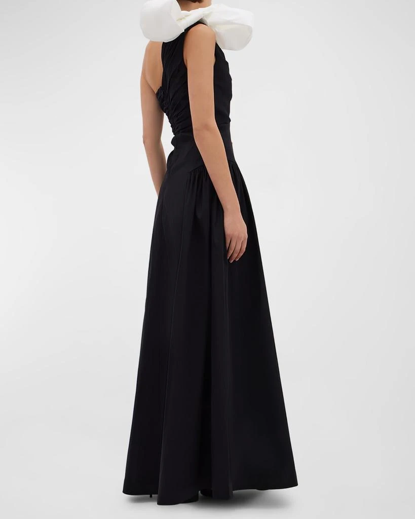 RACHEL GILBERT Banks Bow On-Shoulder Gathered-Side Gown 3