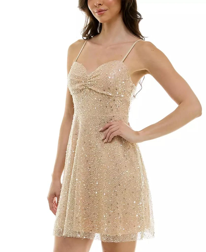 Emerald Sundae Juniors' Glitter Sequin Sleeveless Fit & Flare Dress 3