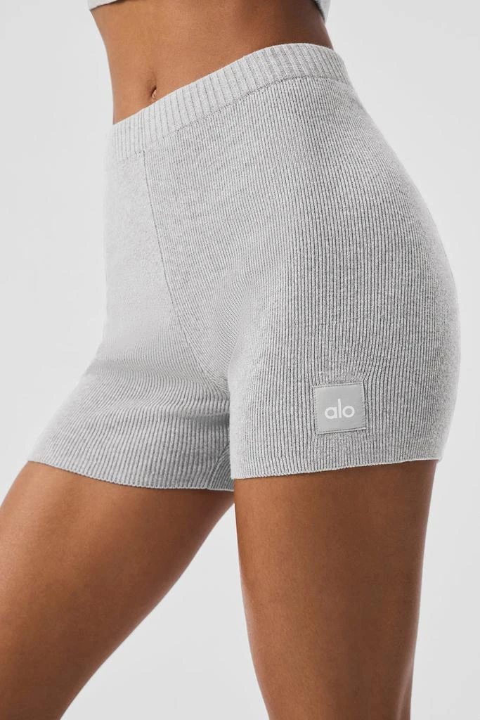 Alo Scholar Knit High-Waist Short - Athletic Heather Grey 2