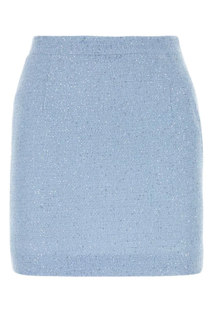 Alessandra Rich Light-blue Tweed Mini Skirt 1