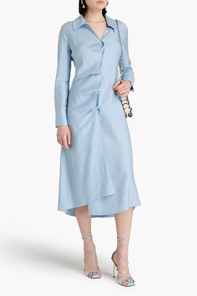 Stine Goya Spencer asymmetric slub woven midi shirt dress