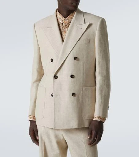 Valentino Double-breasted linen-blend blazer 3