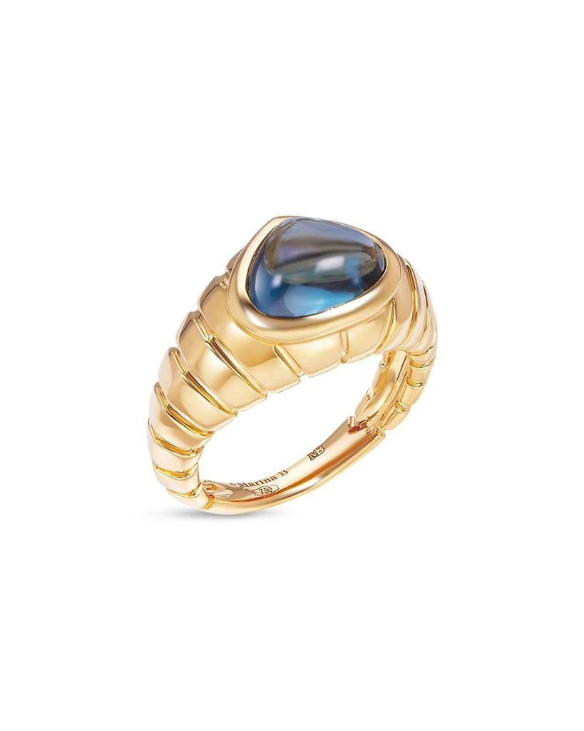 MARINA Blue Topaz Cabochon Ring in 18K Yellow Gold 3