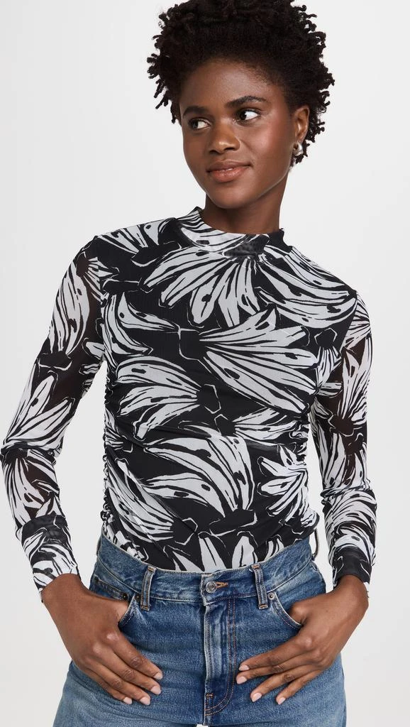 Farm Rio Bossa Banana Black Tulle Blouse 1