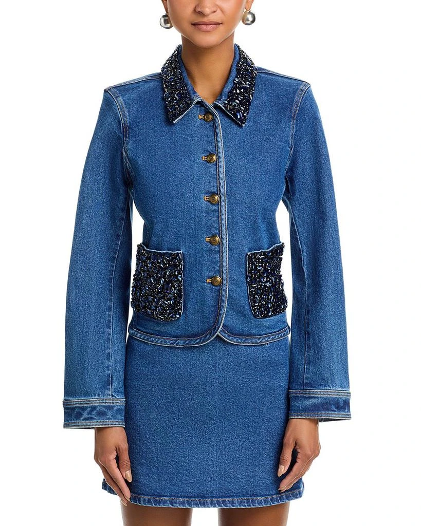 Cinq à Sept Rhinestone Denim Amara Jacket 2
