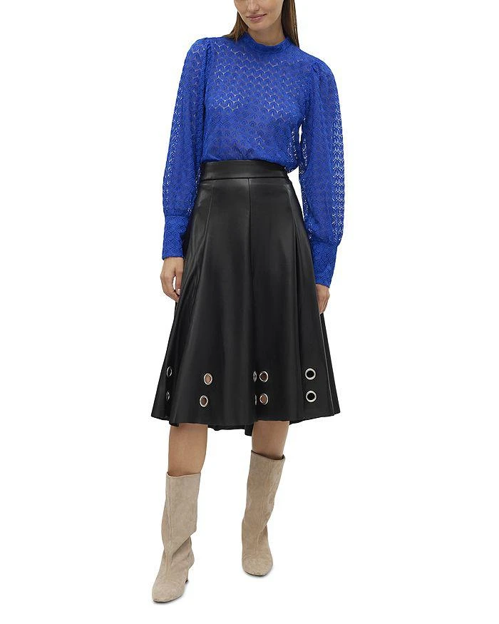 VERO MODA Vmemmy Faux Leather Eyelet Trim Skirt 5