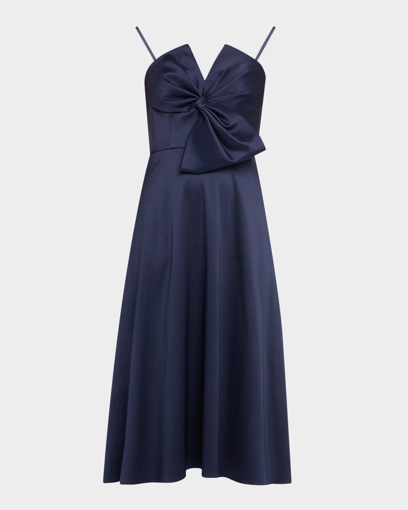 Aidan Mattox Strapless Bow-Front Stretch Mikado Midi Dress