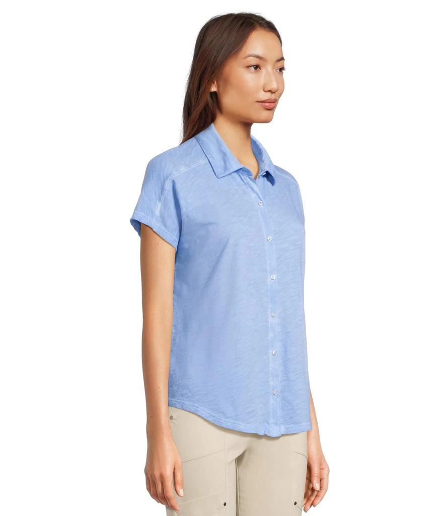 Elliott Lauren Enzyme Wash Jersey - Short Sleeve Button Front Tee with Collar 2