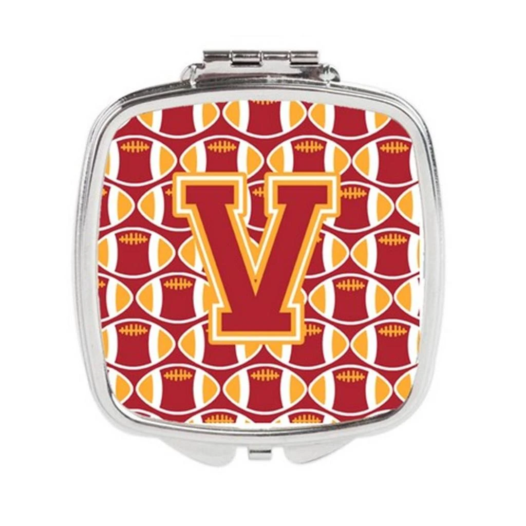 Carolines Treasures CJ1070-VSCM Letter V Football Cardinal 
Gold Compact Mirror