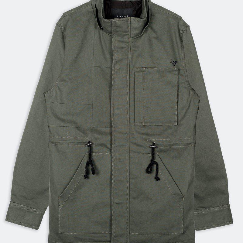 Konus Men's M-65 Jacket With Oversized Hood In Olive