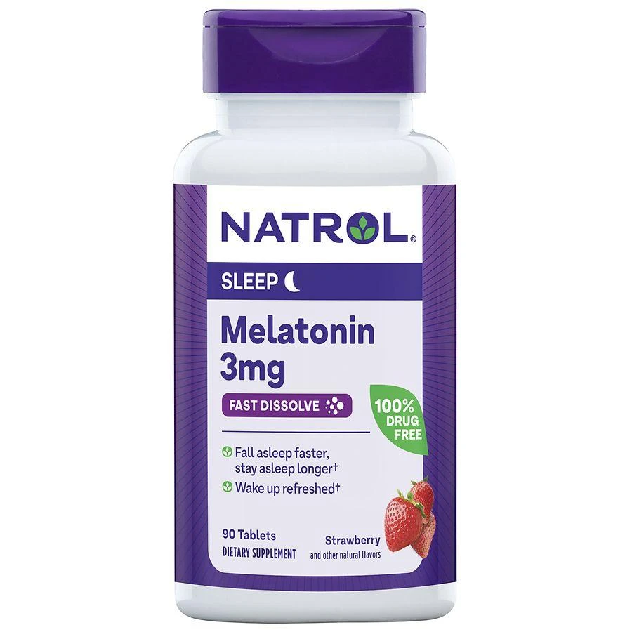 Natrol Melatonin 3mg, Sleep Support, Fast Dissolve Tablets Strawberry 1