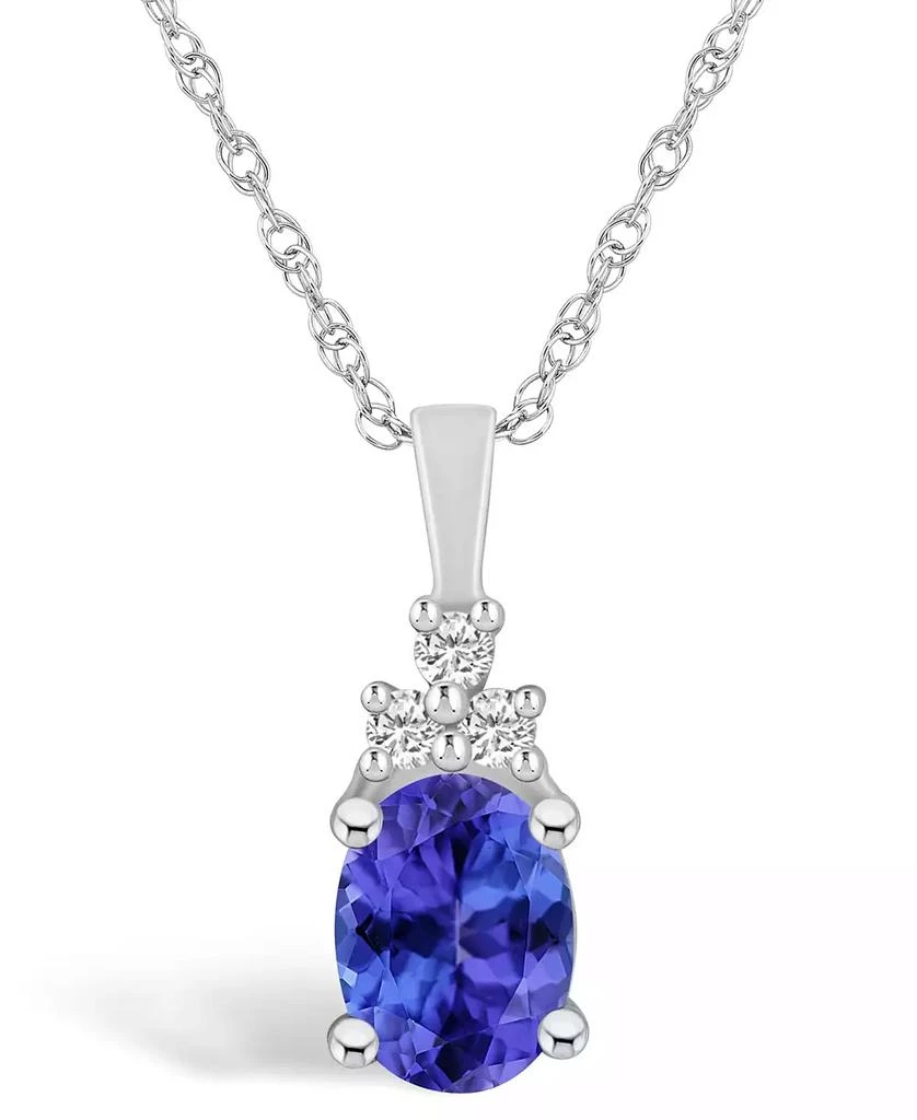 Macy's Tanzanite (1-1/4 Ct. t.w.) and Diamond (1/10 Ct. t.w.) Pendant Necklace 1