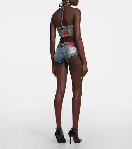 Alessandra Rich Crystal-embellished denim shorts 3