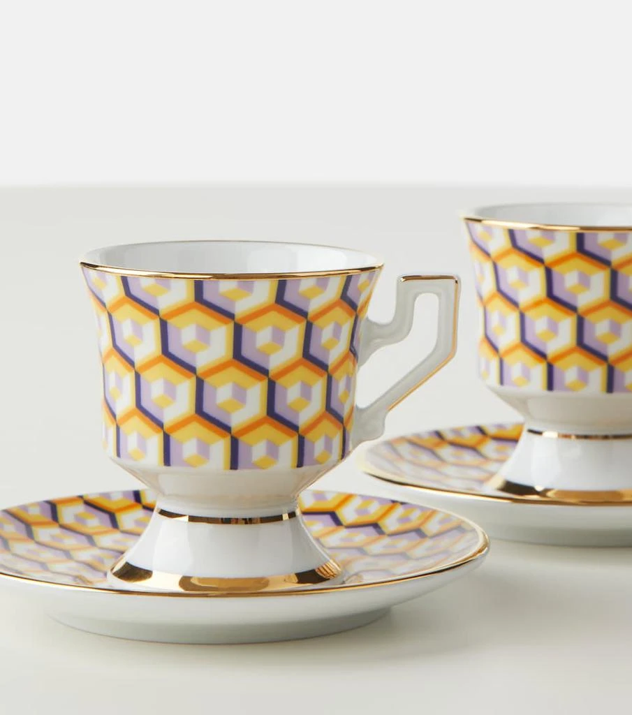 LA DOUBLE J Cubi Giallo set of 2 espresso cups and saucers 2