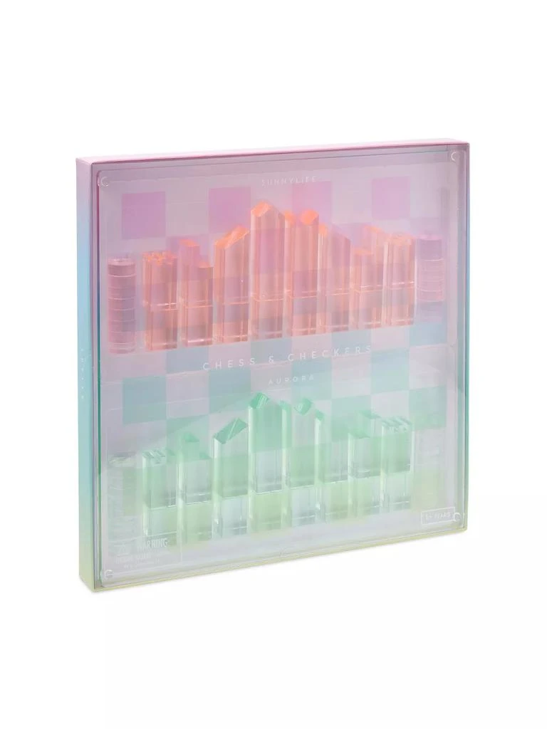 Sunnylife Game On Lucite Aurora Chess & Checkers Set 7