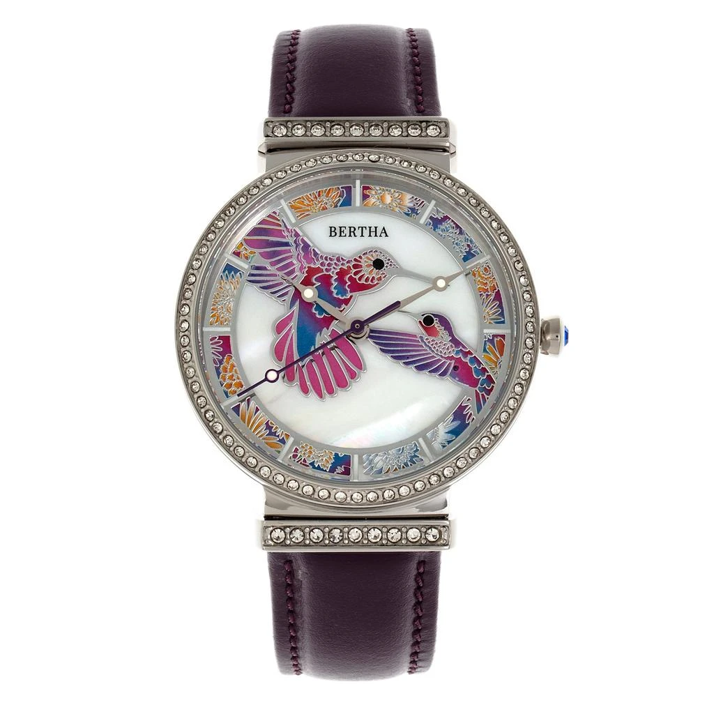 BERTHA Emily Mother-Of-Pearl Leather-Band Watch 4