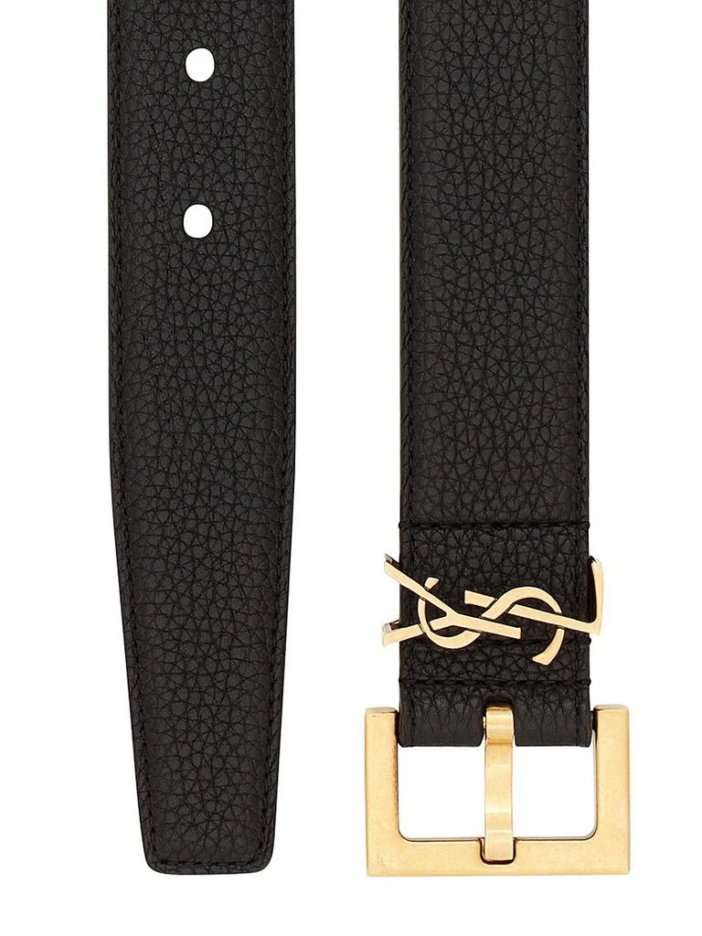 Yves Saint Laurent Grained Leather Logo Belt 3