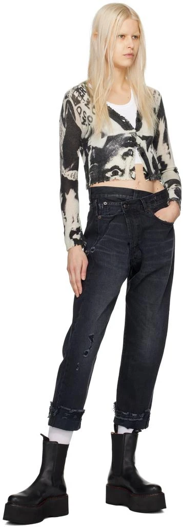 R13 Off-White & Black Newspaper Print Baby Cardigan 4