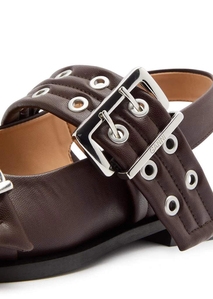 Ganni Buckle Ballerina faux leather slingback flats 4