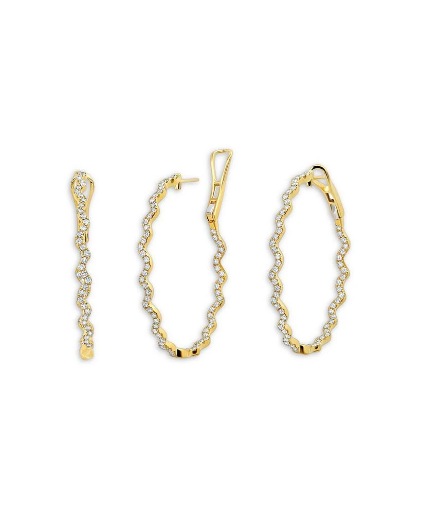 Graziela Gems 18K Yellow Gold Amazonia Diamond Wavy Medium Hoop Earrings 1