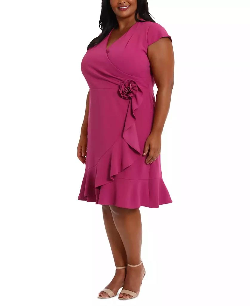 London Times Plus Size Short-Sleeve V-Neck Faux-Wrap Dress 6