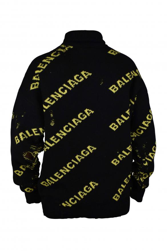 Balenciaga Men s luxury sweater balenciaga black and yellow logo knit sweater Knitwear BeyondStyle