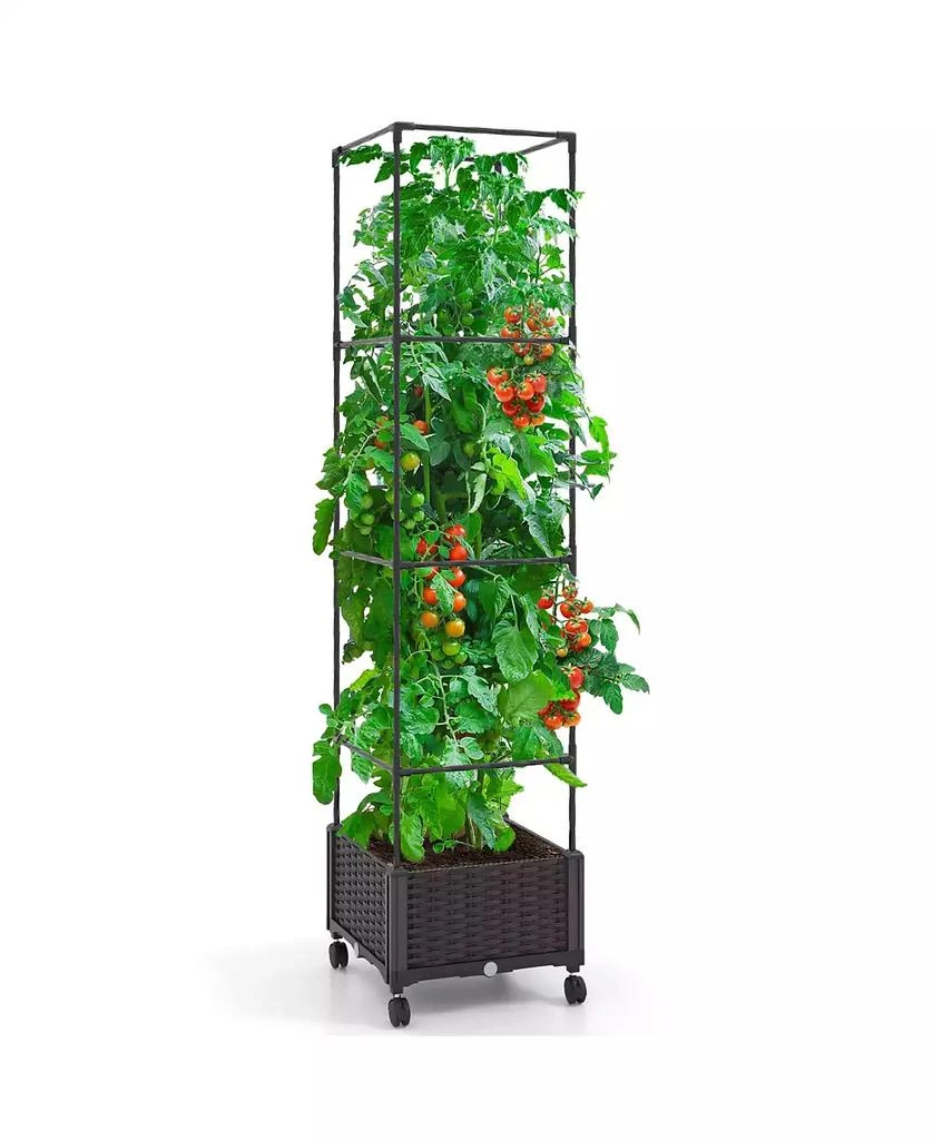 GIVIMO 67 Inches Raised Garden Bed with Planter Box and Trellis 7