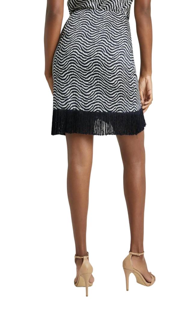 Cinq a Sept Lesly Zebra Skirt In Ivory/ Navy