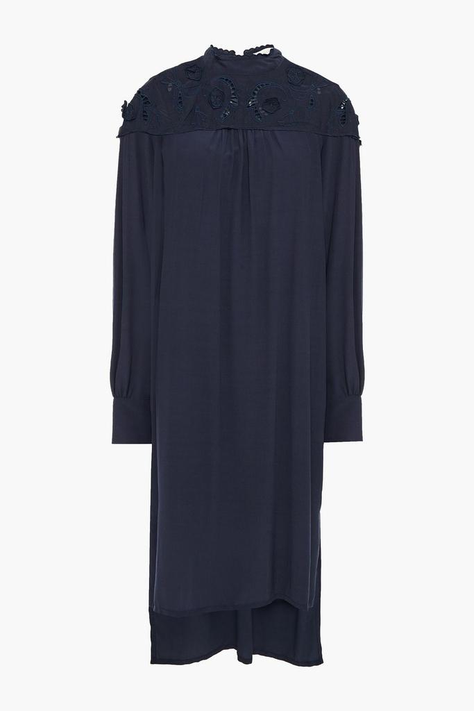 See by Chloé Broderie anglaise-trimmed crepe de chine dress