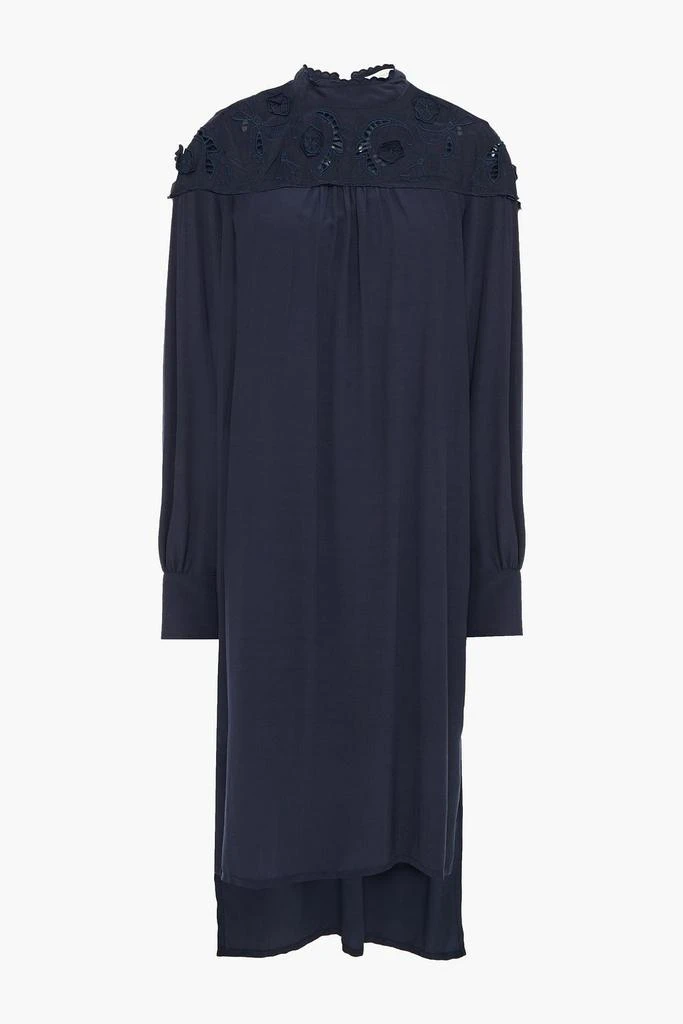 See by Chloé Broderie anglaise-trimmed crepe de chine dress 1