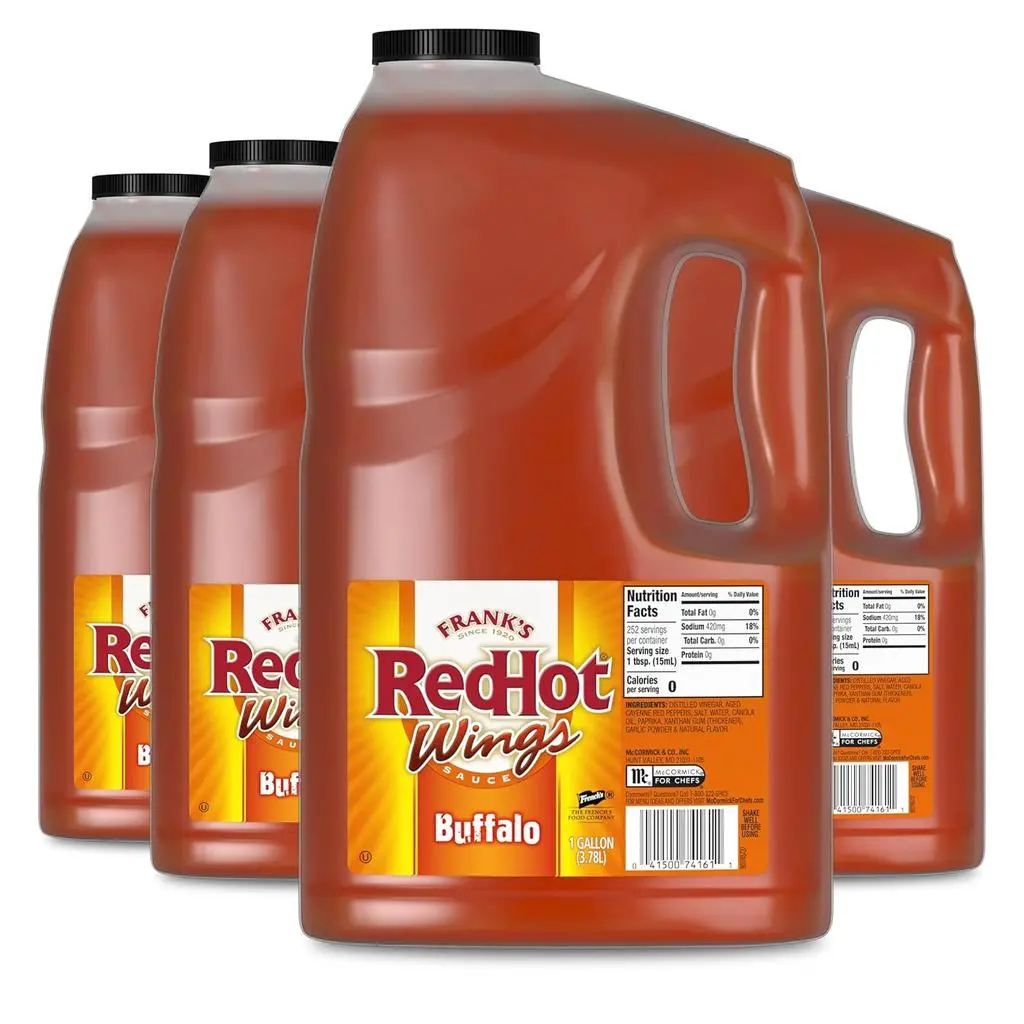 Frank's RedHot Frank's RedHot Original Buffalo Wings Sauce, 1 gal (Pack of 4) - Four Gallon Bulk Containers of Buffalo Hot Sauce with a Bold, Spicy Flavor Perfect for Wings, Dressings, Dips and More
