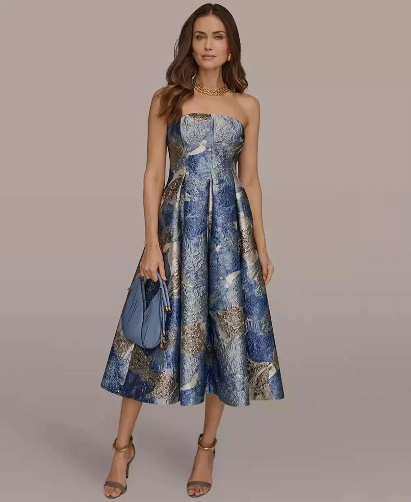 Donna Karan Women
s Strapless Floral Midi Cocktail Dress