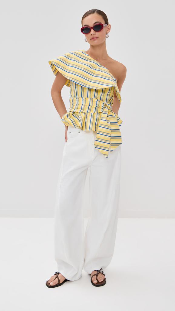 STELLA JEAN One Shoulder Striped Top
