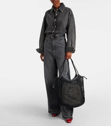 Stella McCartney Logo mesh and canvas tote bag 5
