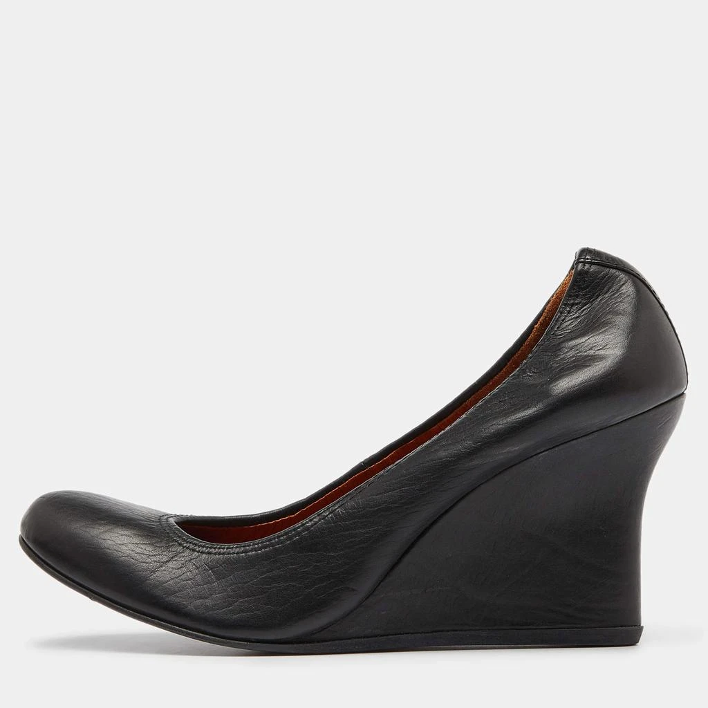 Lanvin Lanvin Black Leather Wedge Pumps Size 38.5 1