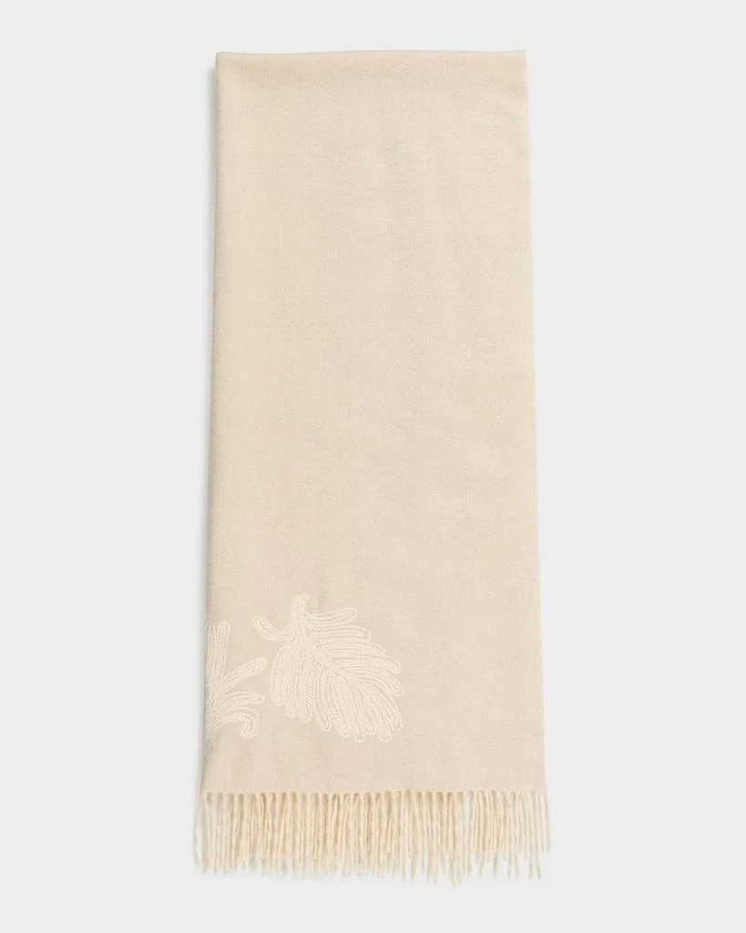 Alonpi Cashmere Embroidered Fringe Trim Scarf 1