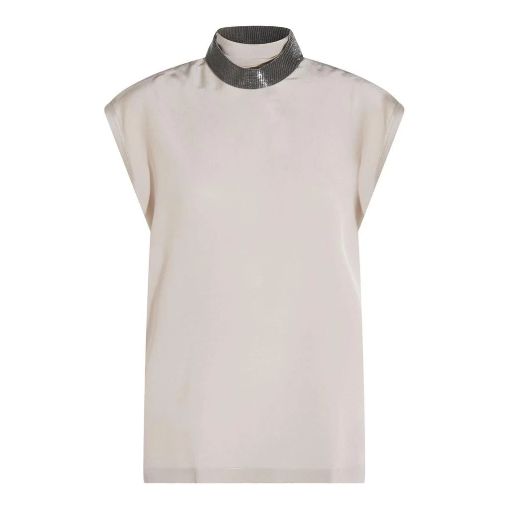 Brunello Cucinelli Brunello Cucinelli Embellished Neck Top from Cettire