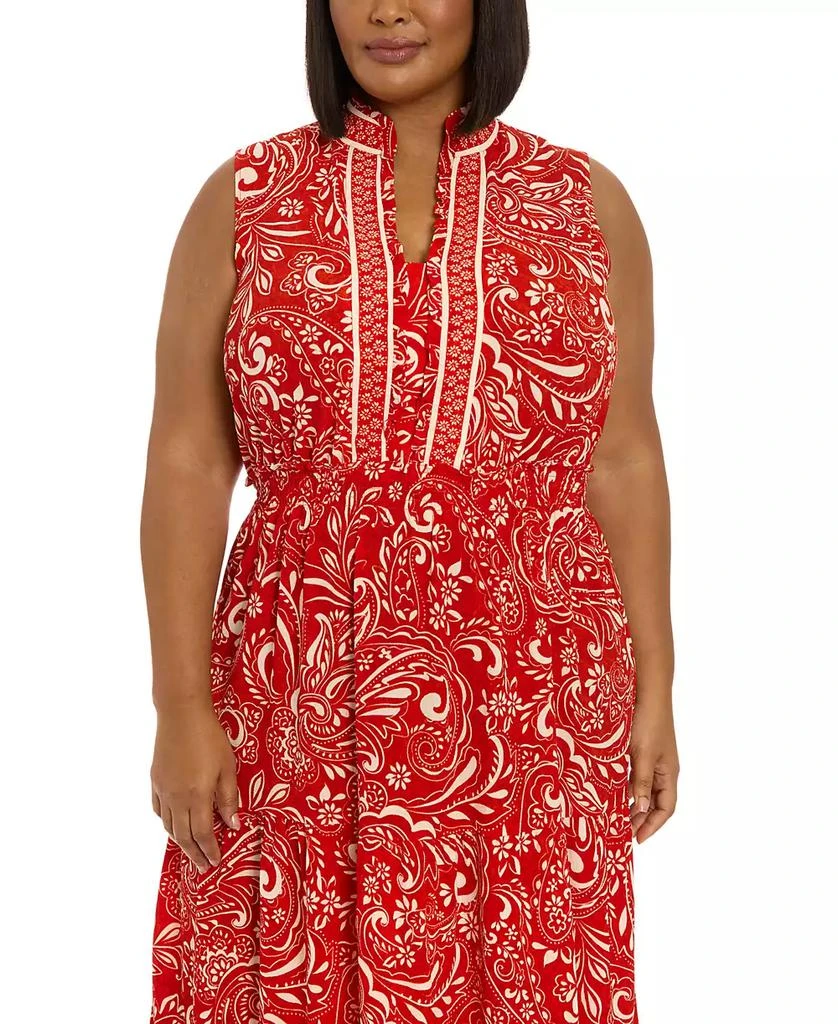 London Times Plus Size Ruffled-Neck Tiered Maxi Dress 4
