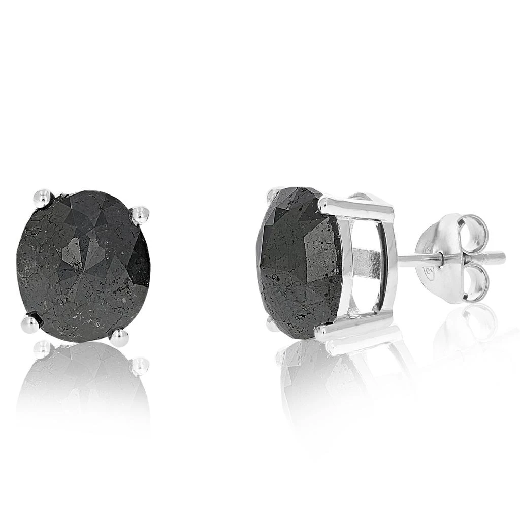 Vir Jewels 6 cttw Oval Shape Black Diamond Stud Earrings .925 Sterling Silver Prong Set 1